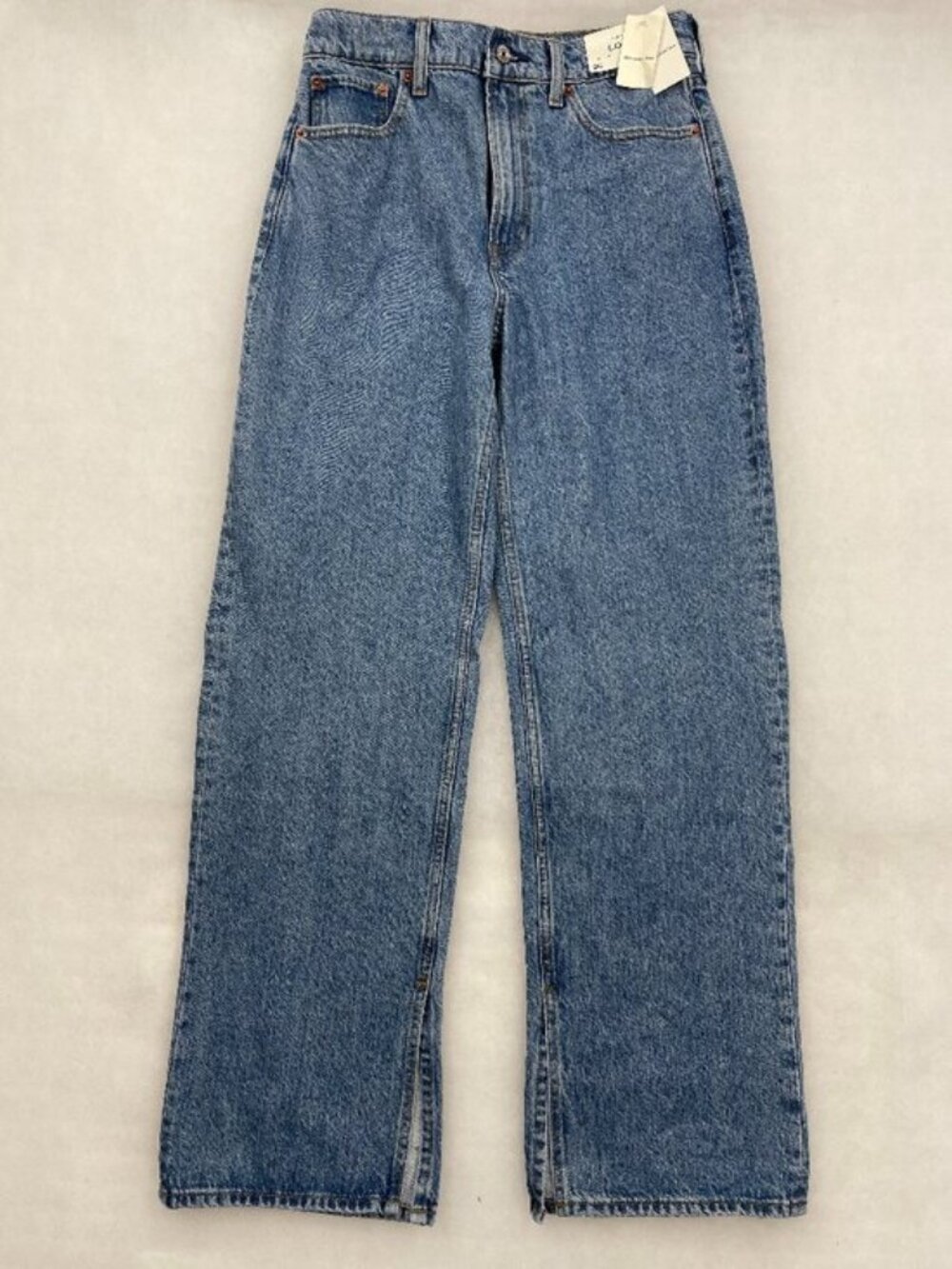 Abercrombie & Fitch High Rise Loose Side Slit Jeans Women's 26 Fits 28x31 NWT